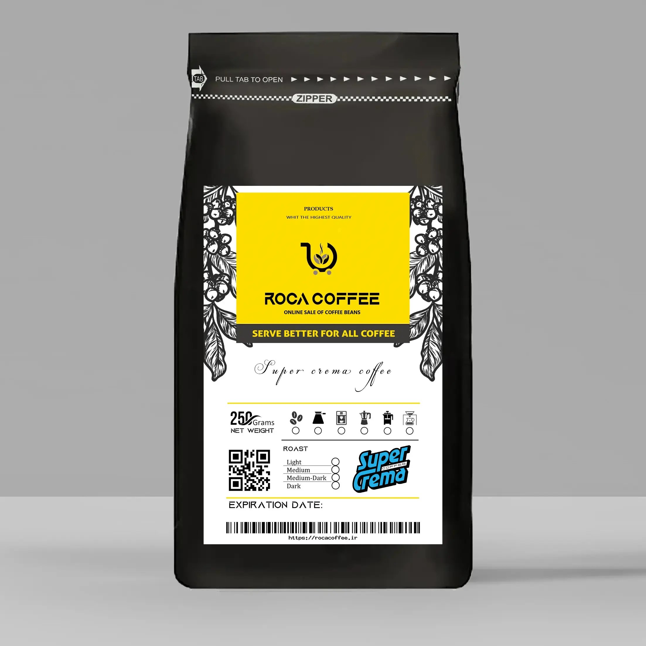 250گرم قهوه پرخامه سوپرکرما - میکس اختصاصی -کافئین و کرمای بالا و عطرو طعم عالی -دان یا پودر طبق درخواست شما- اسپرسو
