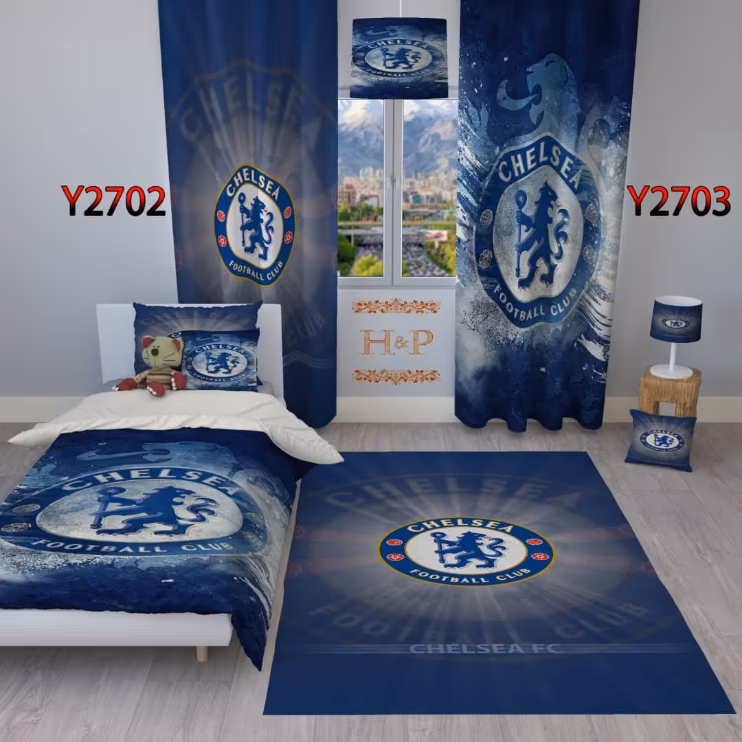 پرده کتان هازان طرح فوتبالی تیم های فوتبال اروپایی ( رئال مادرید ، بارسلونا ،میلان ، منچسترسیتی ، بایرمونیخ ، چلسی و...)