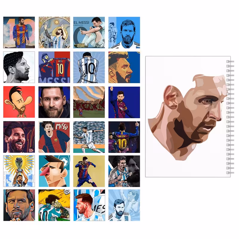    دفتر مشق باژیکان طرح فوتبالی مسی کد 20214371 به همراه فتوکارت مجموعه 24 عددی