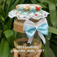 درپوش شیشه مربا و ترشی  گلدار آبی