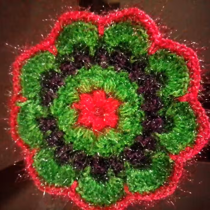 اسکاج کاموا سوزنی طرح گل بافته شده با کاموا سوزنی برای آشپزخانه  شما بادوام بالا