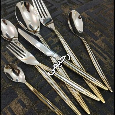 سرویس قاشق و چنگال یونیک24نفره 120 پارچه یونیک دهانه اروپایی نیمه طلای