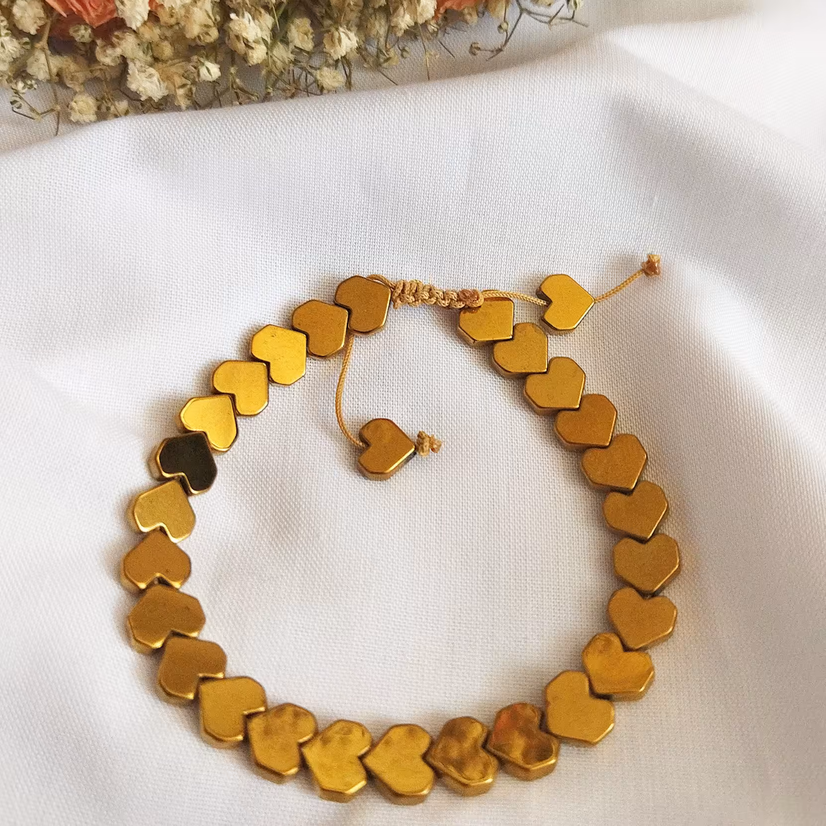 دستبند قلبی حدید طلایی رنگ ثابت استیل دستبند حدید