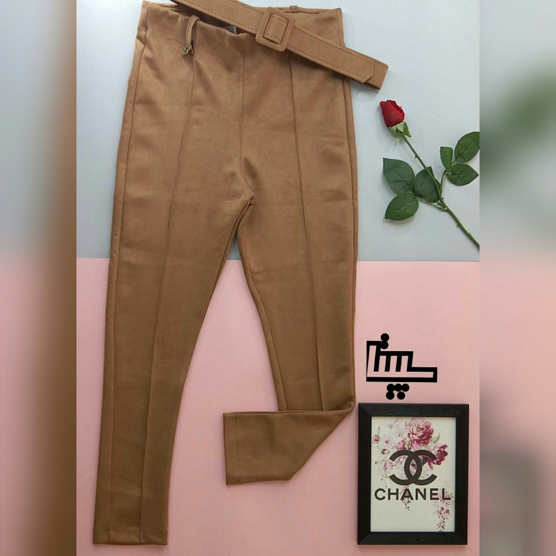 شلوار زنانه پاییزه جنس سوئیت ترک کمربنددار