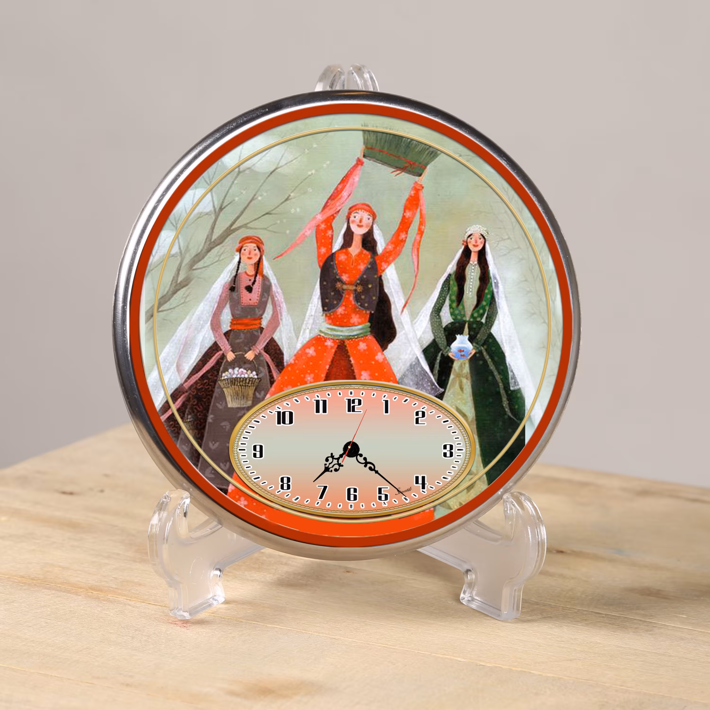 ساعت دیواری و رومیزی 16 سانت طرح نوروز سیناتیک