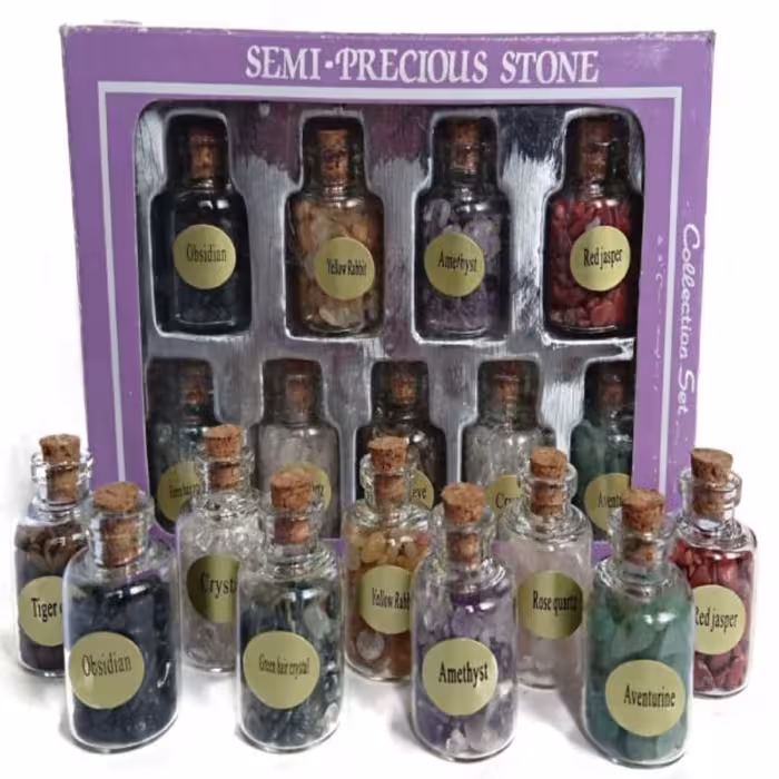 پک 9 عددی شیشه کانی (9 بطری گوهرسنگ های معدنی)