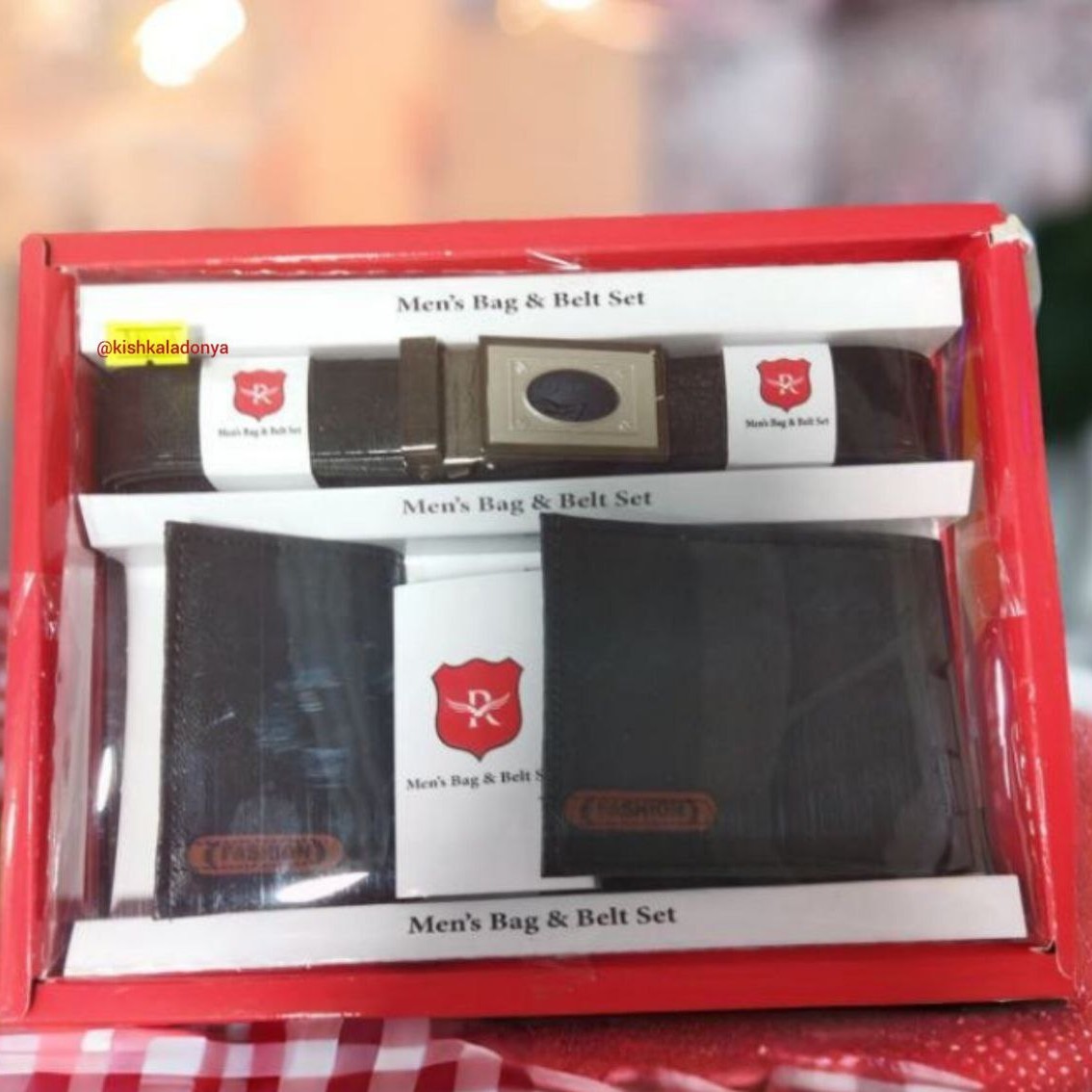ست سه تیکه کیف وکمربند و جاکارتی مردانه