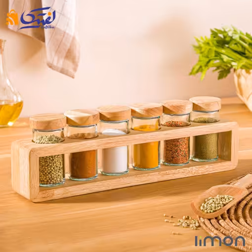 ست جا ادویه چوبی لیمون 6 عددی 2306