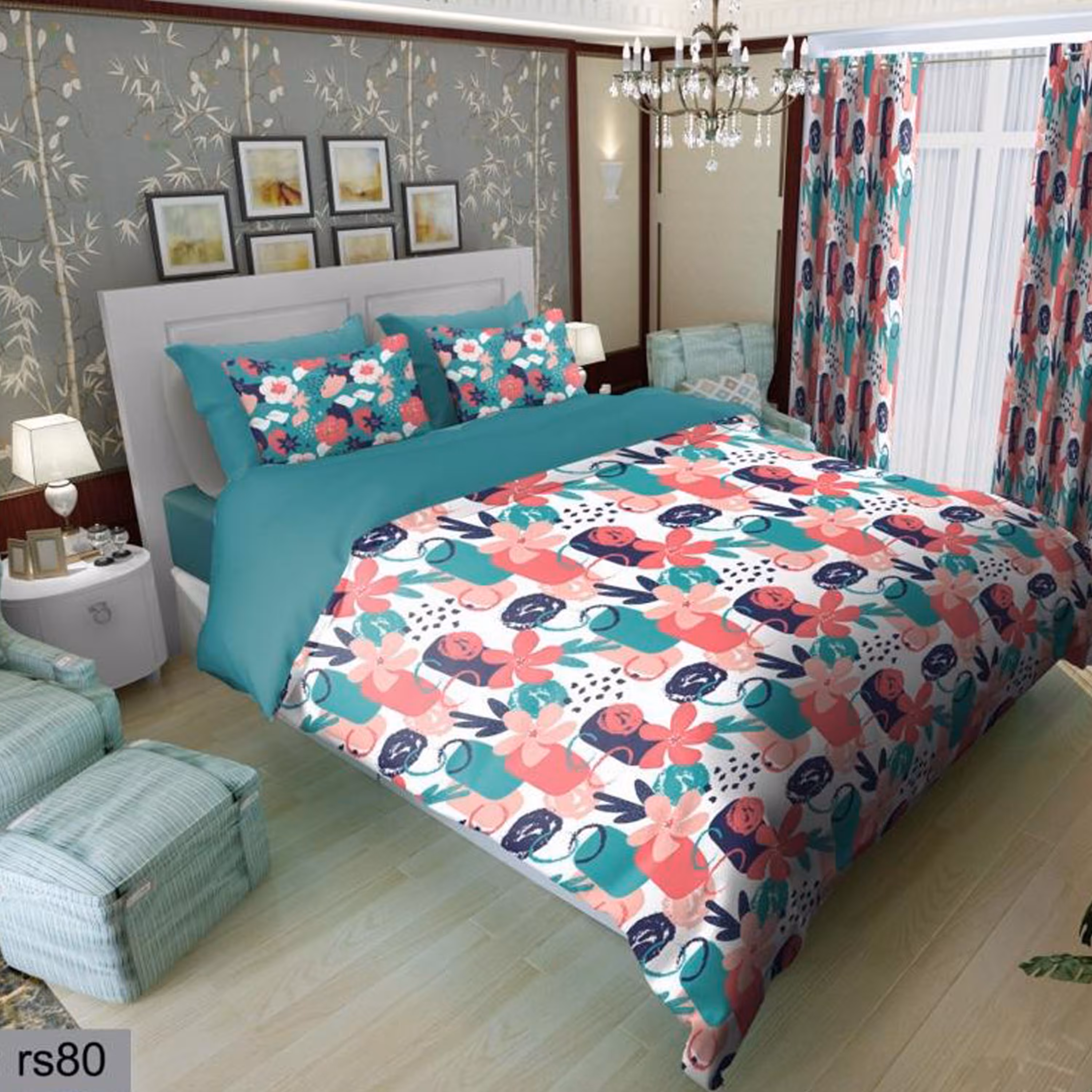 سرویس روتختی 2 نفره تنسل چاپی برندترک لند(Turk Land) rs 80