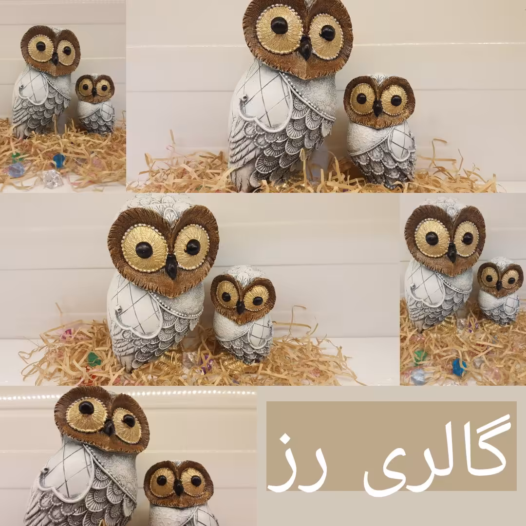 مجسمه رزین جغد 2تایی مادروبچه