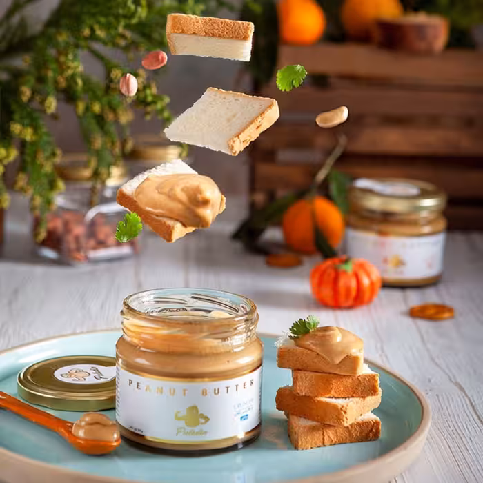 کره بادام زمینی کرانچی ایرانی(با تکه های بادام زمینی ایرانی)دارای سیب سلامت 