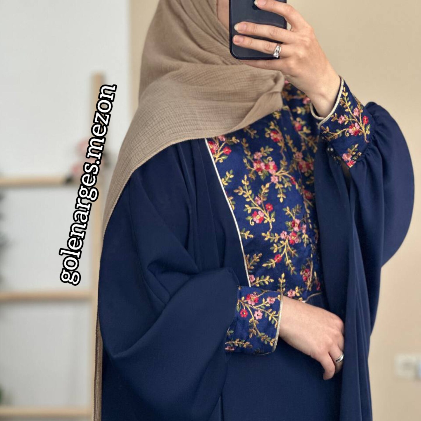 مانتو عبایی زنانه مناسب مجلس سورمه ای خاص ارسال رایگان تولیدی مزون گل نرگس