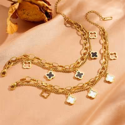 دستبند 2 لایه استیل طرح ونکلیف در 2 رنگ