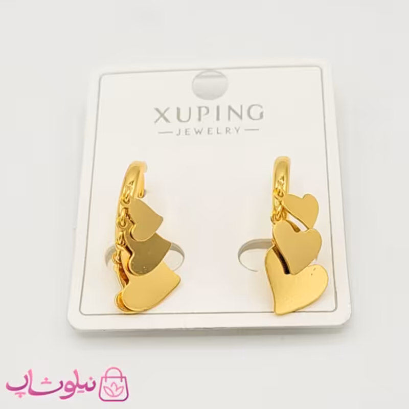 گوشواره حلقه ای آویزدار مدل قلب کد 1291