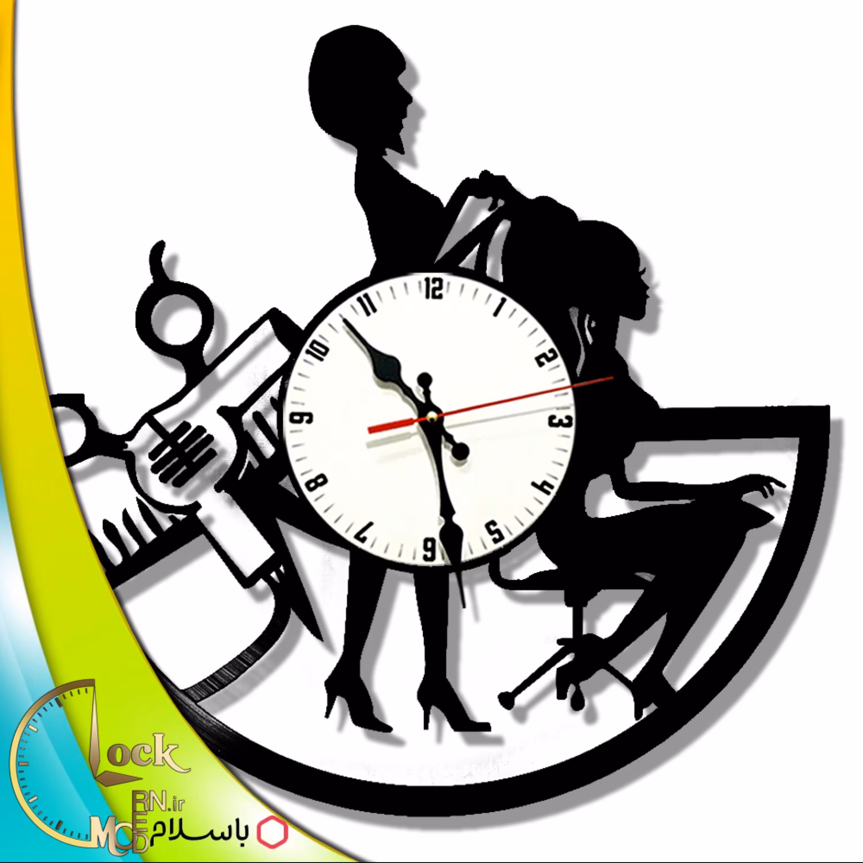 ساعت دیواری طرح سالن زیبایی کد 621