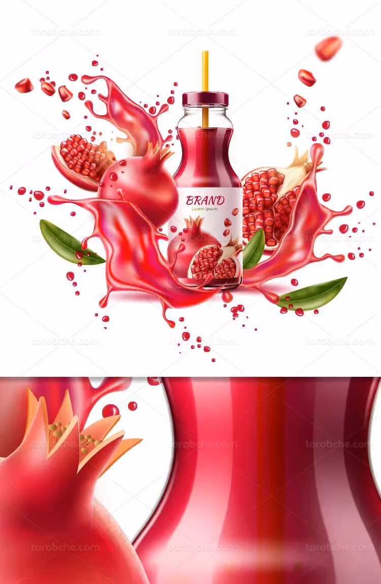 وکتور اسپلش آب انار | گرافیک با طعم تربچه