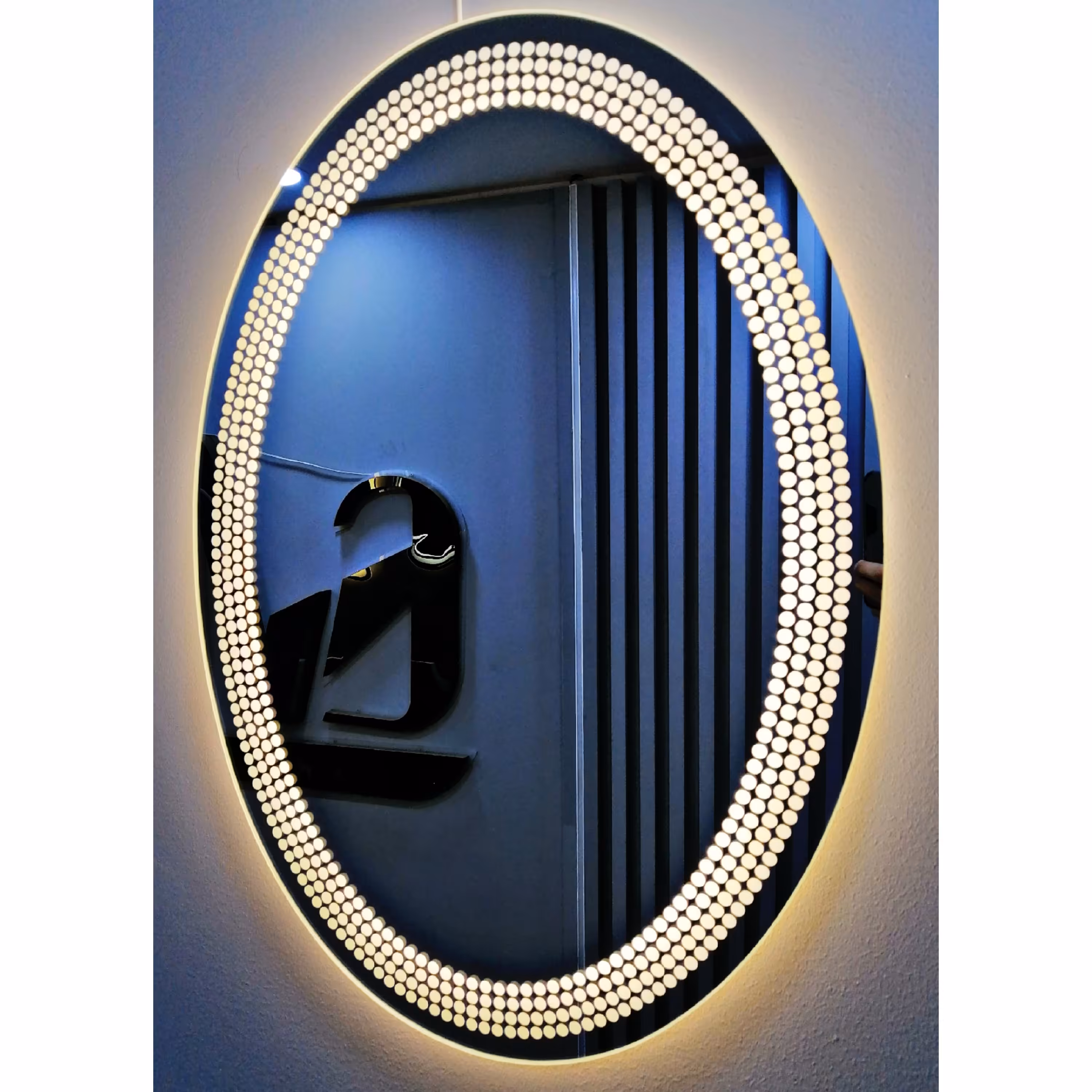 آینه بیضی سندبلاست نور آفتابی طرح توپی شرکتی 50 در 70 