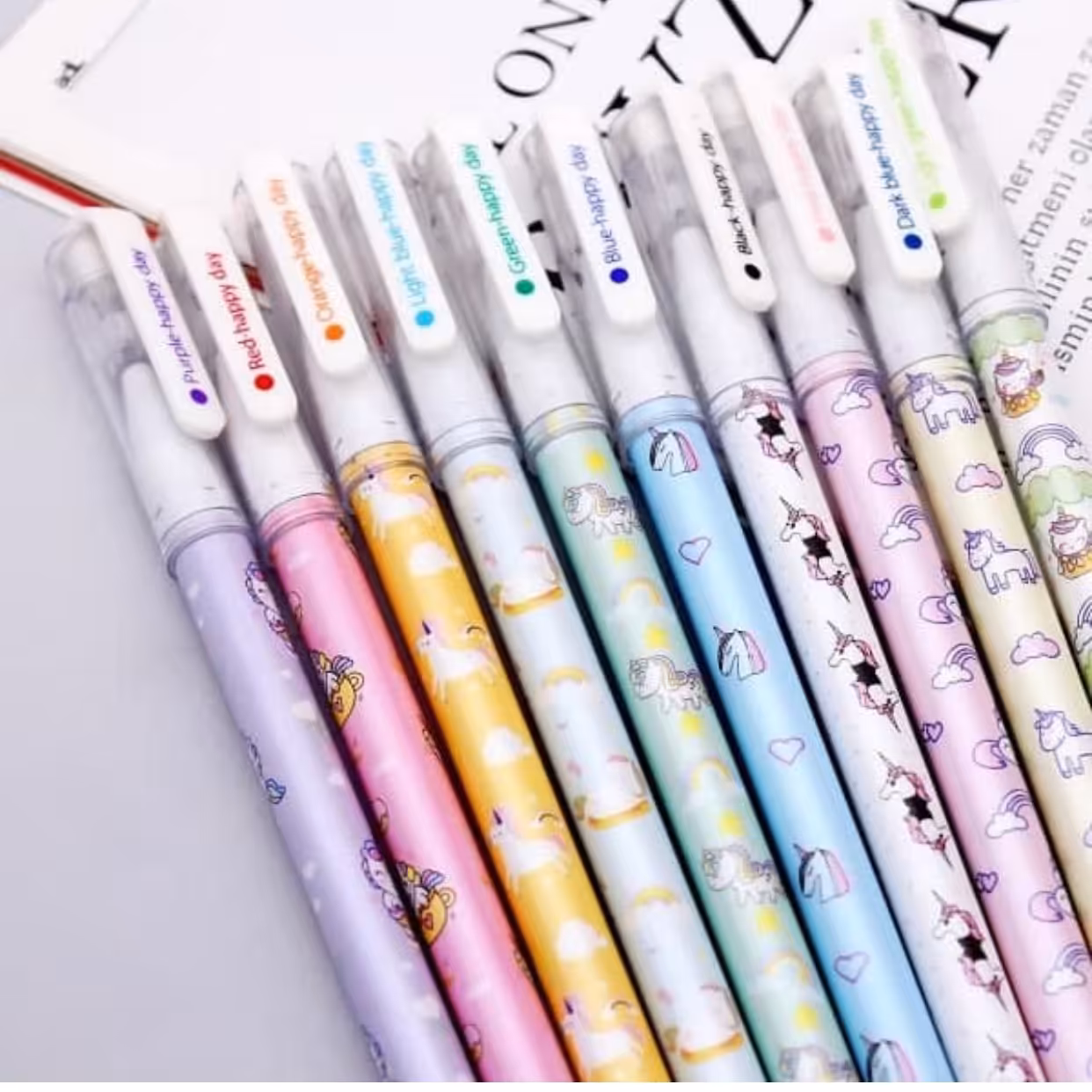 بسته روان نویس هپی دی یونیکورن  ده رنگ وارداتی و باکیفیت تک شاخ تکشاخ