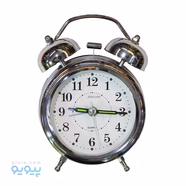 ساعت رومیزی نقره ای زنگ دار