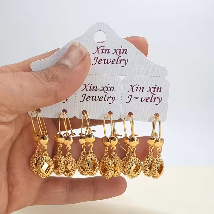 گوشواره دخترانه مجلسی آویزی طرح طلارنگ ثابت کیفیت عالی ارسال رایگان کد64