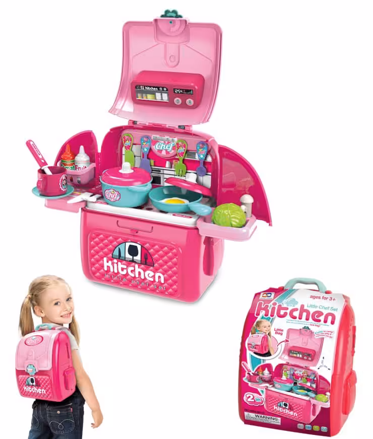 ست اسباب بازی آشپزخانه همراه کوله پشتی پلاستیکی کد 961A-008