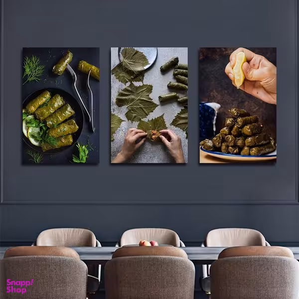 تابلو شاسی بکلیت طرح رستوران و دلمه برگ مو مدل SH-1807 مجموعه 3 عددی