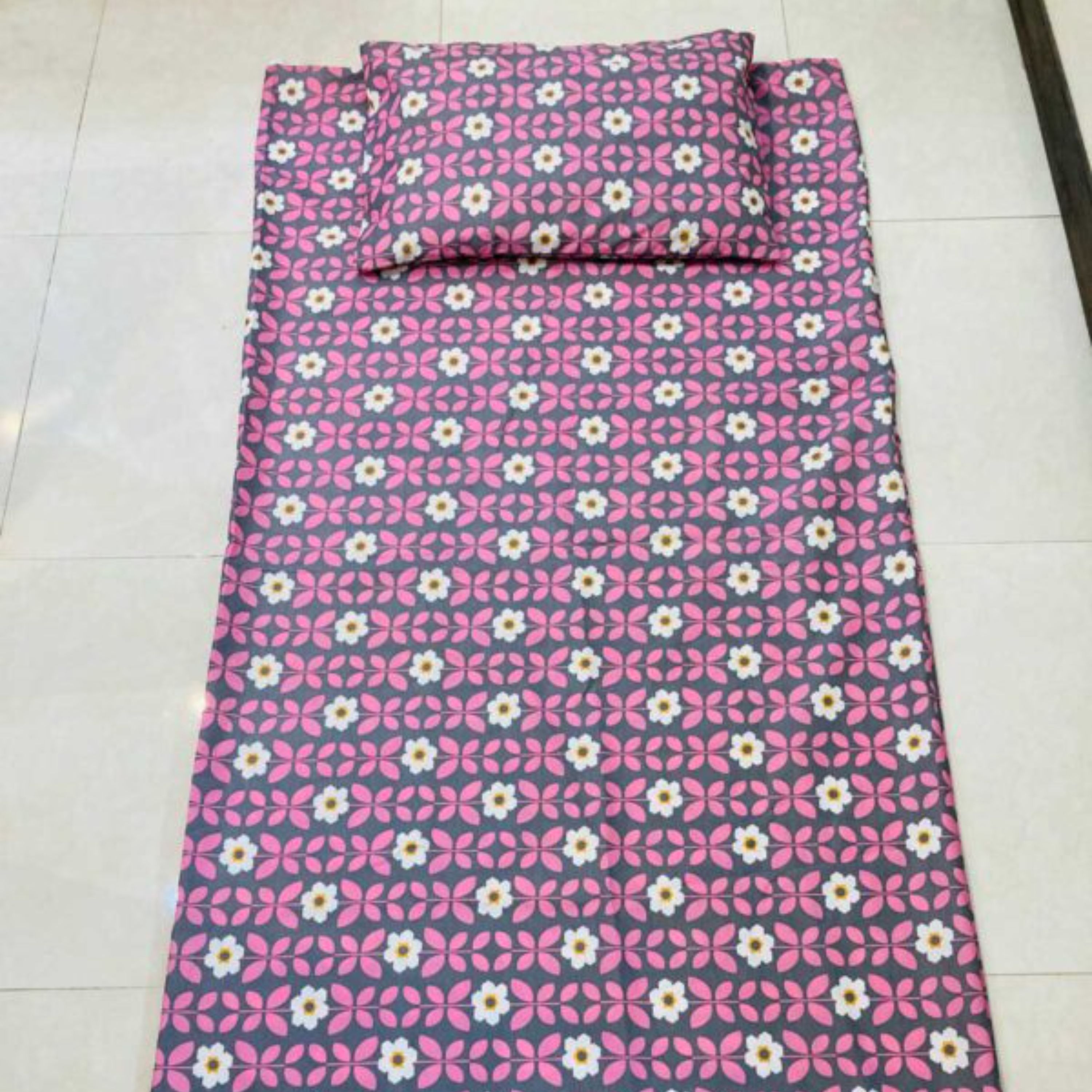 کاور زیپ دار تشک مهمان طرح بهشت(رنگ صورتی)