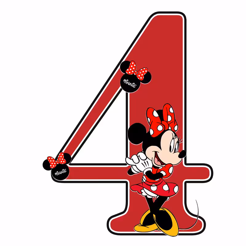 استند رومیزی تولد مدل عدد 4 طرح مینی موس قرمز کد 994
