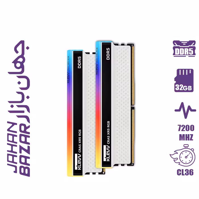 رم کامپیوتر Klevv Cras XR5 RGB DDR5 32GB (2×16) 7200MHz CL36 Dual