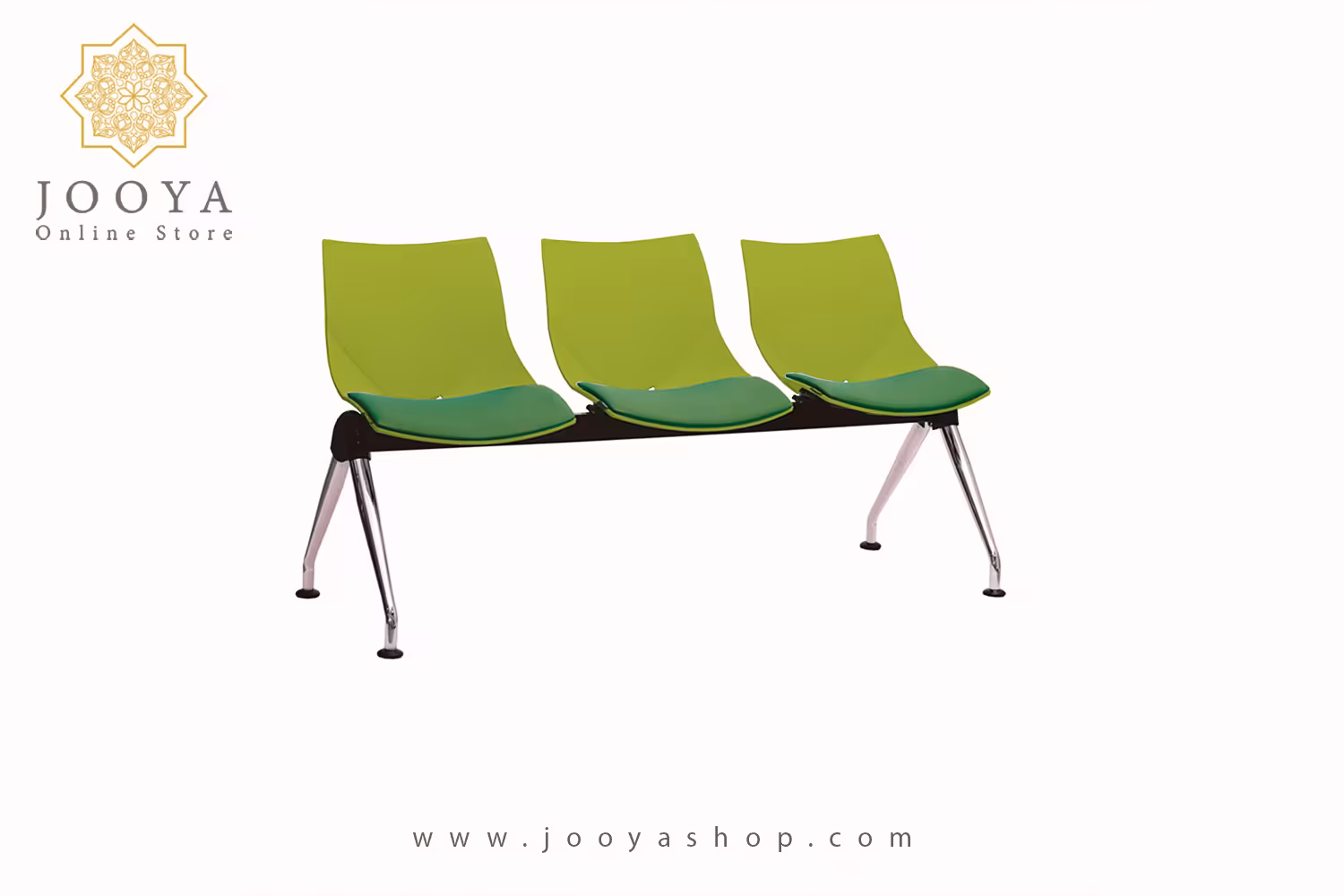 نیمکت انتظار نظری مدل شل با تشک پایه کروم سه نفره کد P833