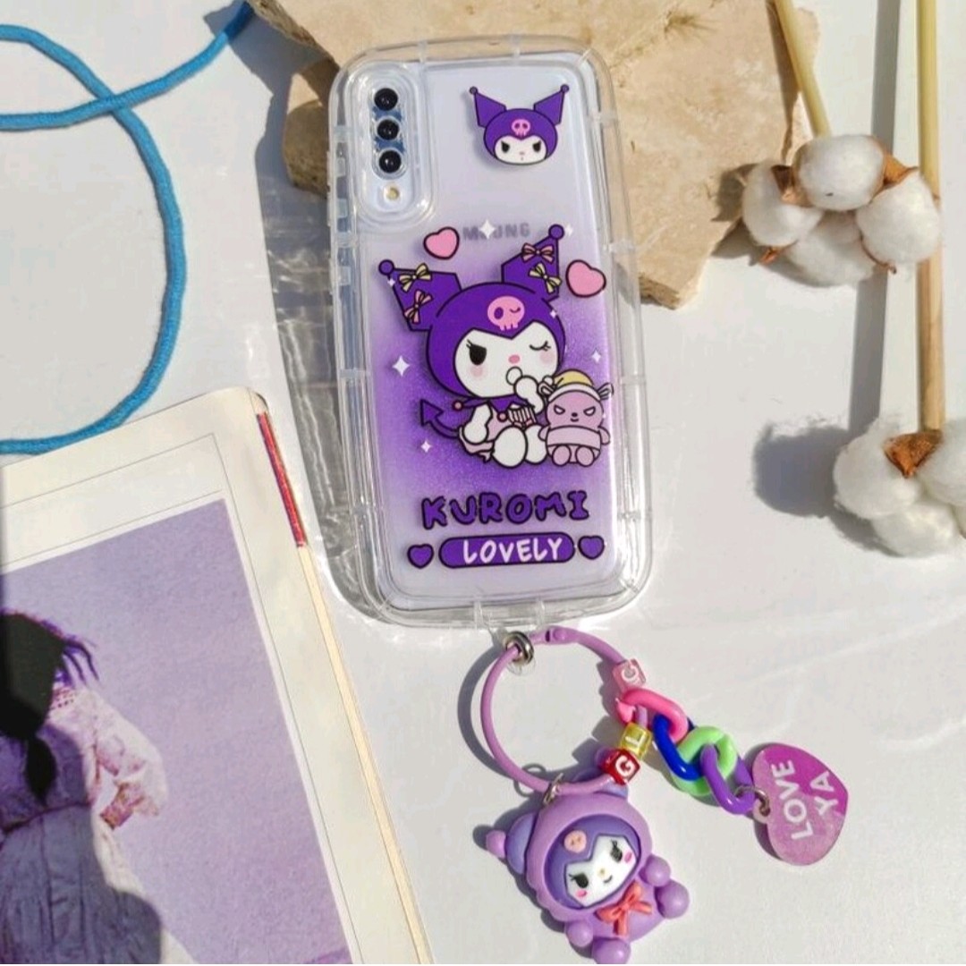 قاب گوشی ژله ای شفاف عروسکی همراه آویز کیوت مناسب گوشی سامسونگ و شیائومی