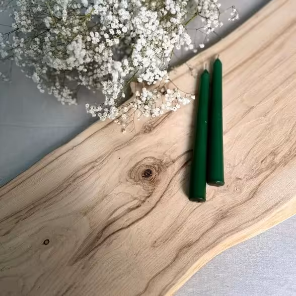 شمع قلمی  20 سانتی رنگ سبز بسته 12عددی جعبه چوبی