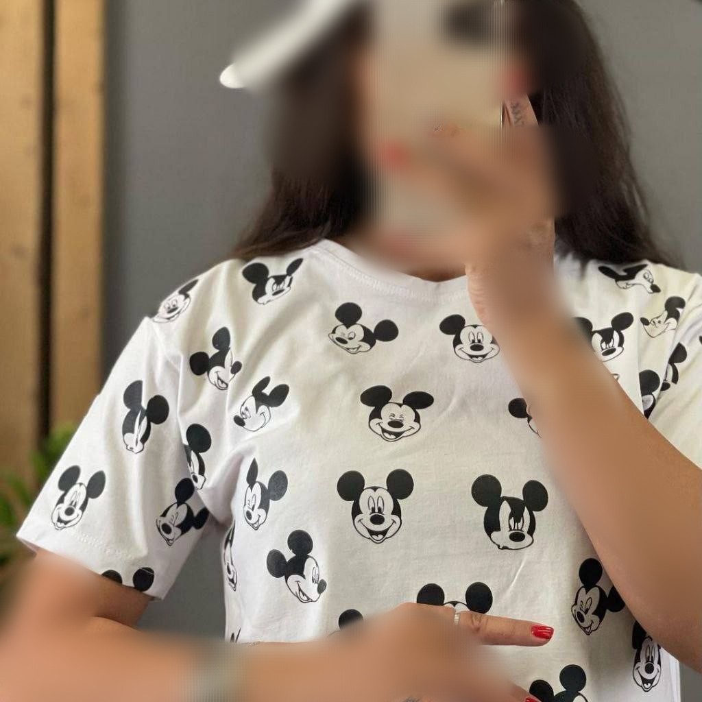 کراپ تیشرت میکی موس پارچه خنک تابستانی رنگ بندی خاص