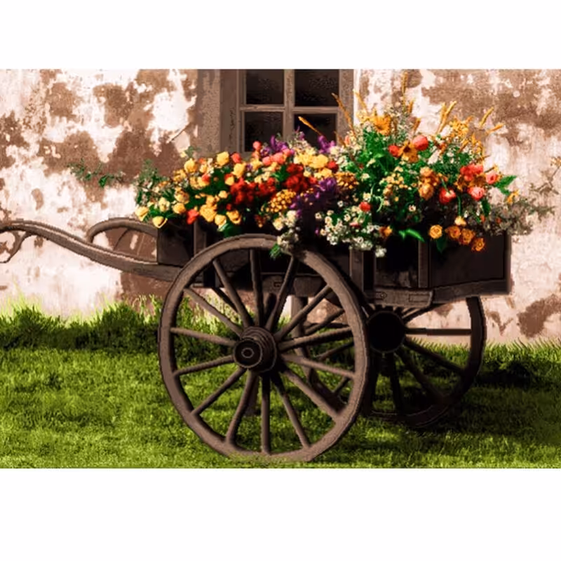 کد 25004 - نخ و نقشه کامپیوتری تابلو فرش عرشیان طرح گل و سبد گل