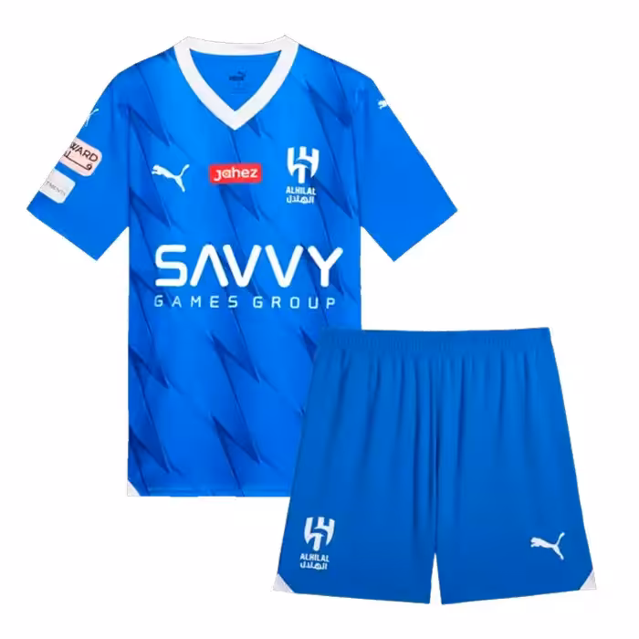 کیت اول بچه گانه الهلال 2024 ست پیراهن و شورت با لوگوی دوختی و تایلندی