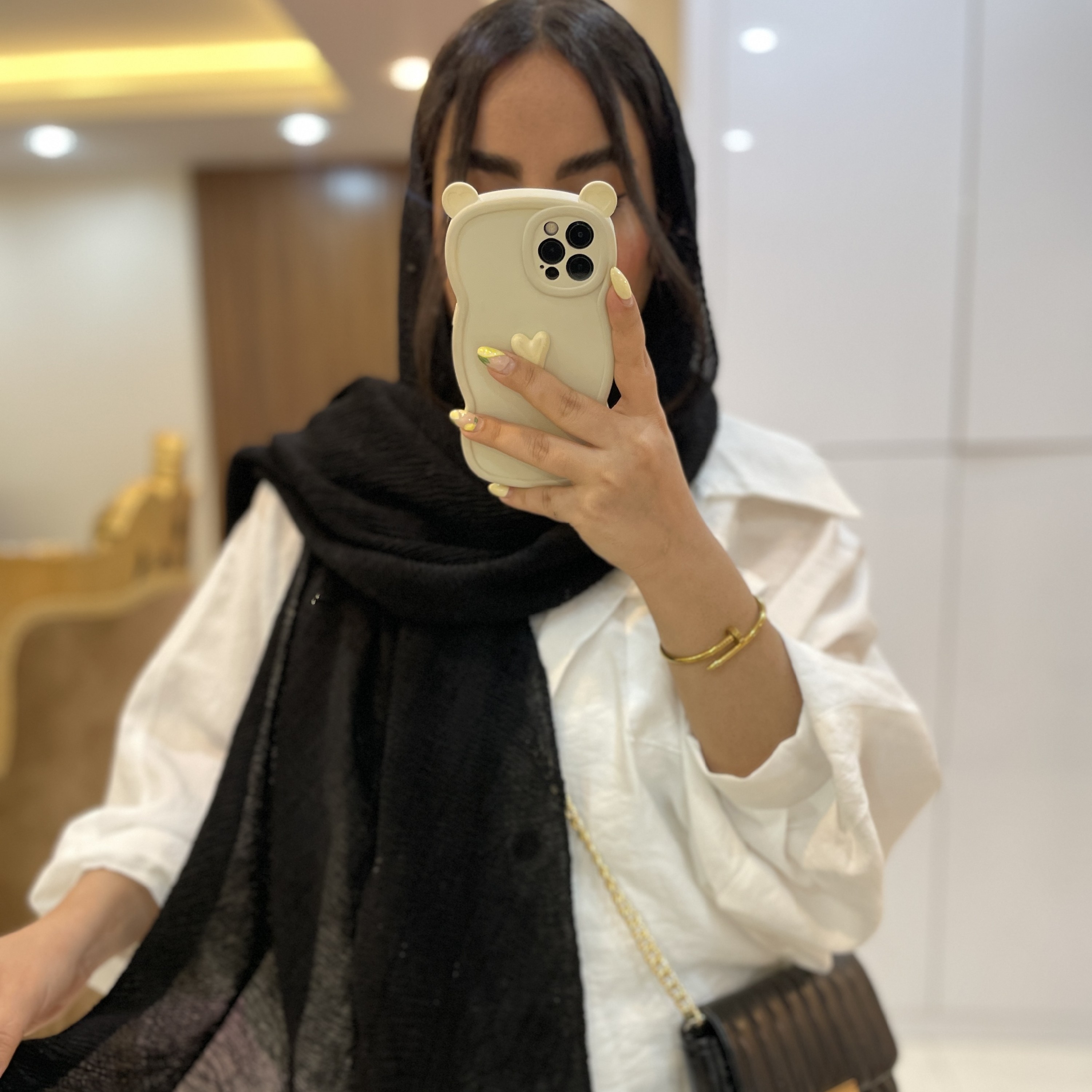 شال مشکی پلیسه نخ پنبه
