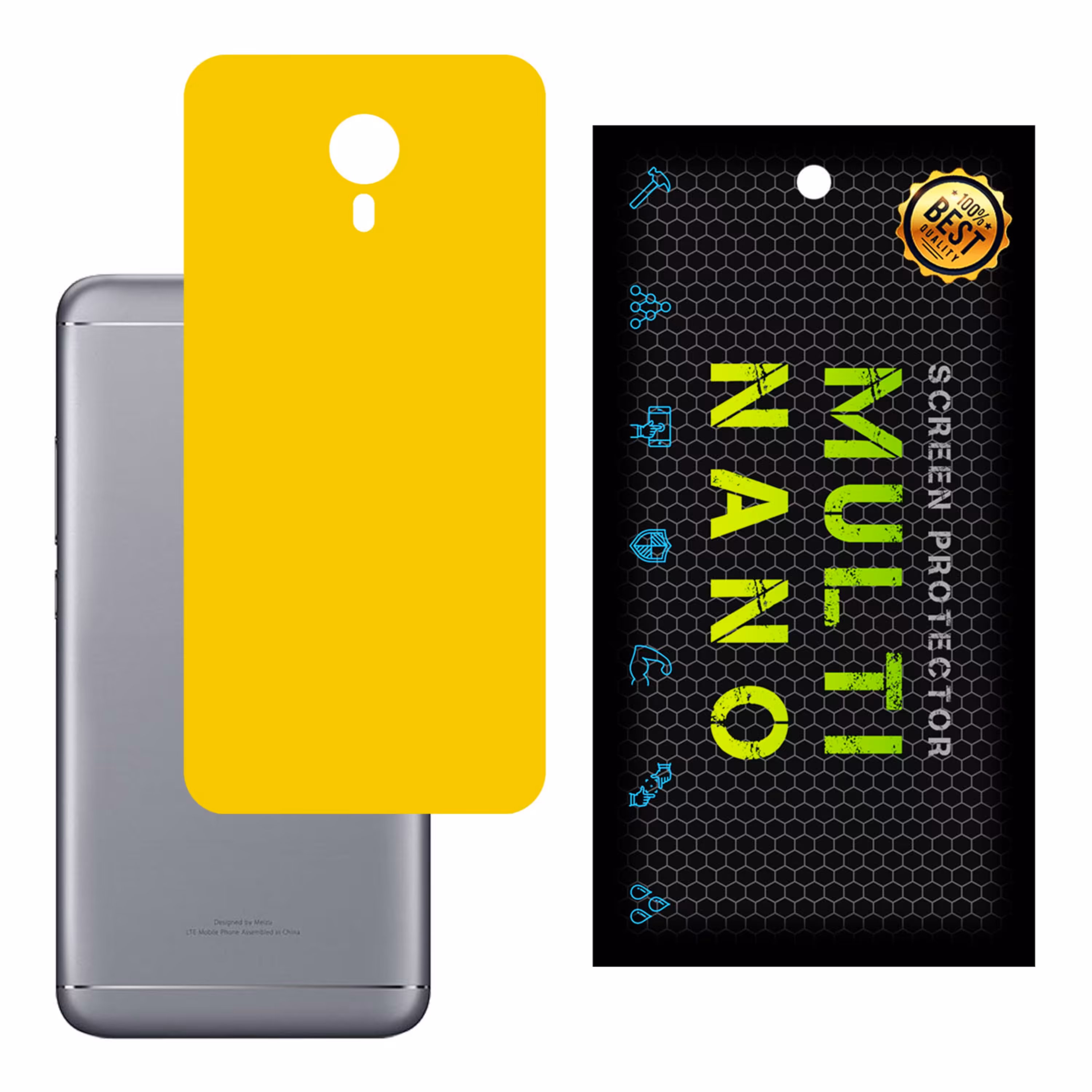 برچسب پوششی MultiNano مدل X-F1M-Yellow برای پشت موبایل میزو M3 Note 