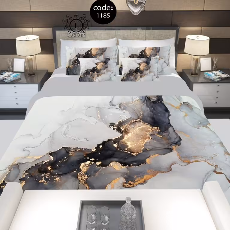 سرویس  روتختی دونفره 8تکه چاپی قابل ست با پرده با انتخاب جنس پارچه کد 1185