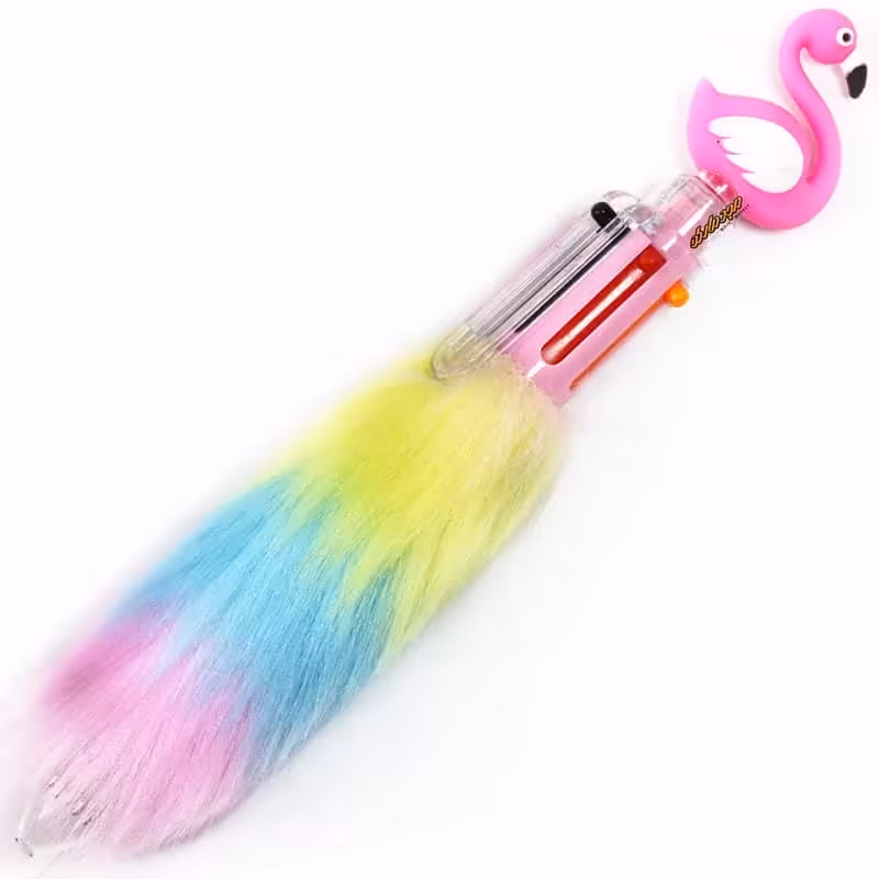 خودکار 6 رنگ پولیشی سرخابی طرح فلامینگو 11083