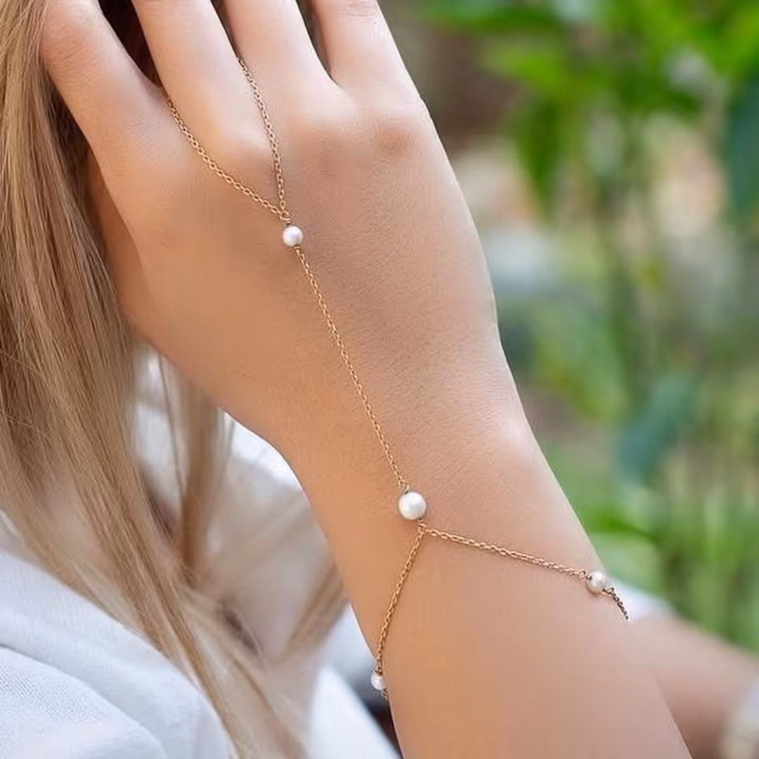 تمیمه مرواریدی زنجیر استیل رنگ ثابت تضمینی ضدحساسیت 