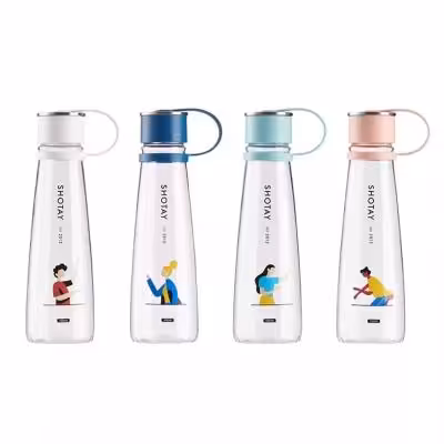 قمقمه و بطری پلاستیکی 450 cc با درب پیچی SHOTAY سفید مدل SM-6781