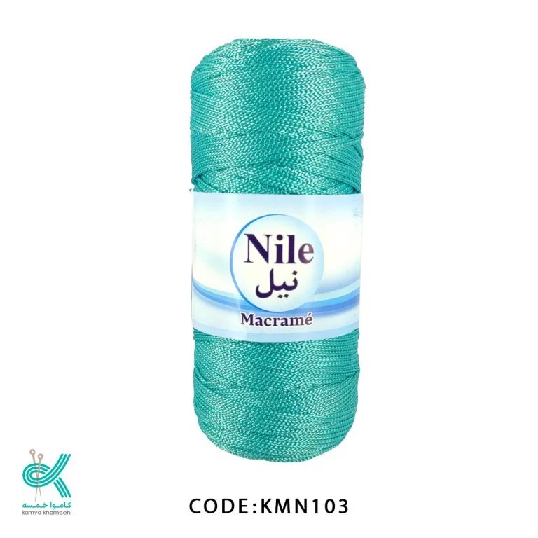 مکرومه (یک) تک سوزنه پلی استر سبز آبی 03