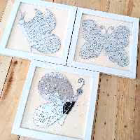 تابلو آینه کاری دکوراتیو 3 تکه آینه ای طرح پروانه با قاب سفید. هنر دست