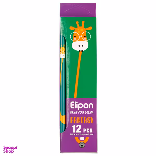 مداد مشکی الیپون (Elipone) مدل فانتزی گرد کد 8101312 بسته 12 عددی