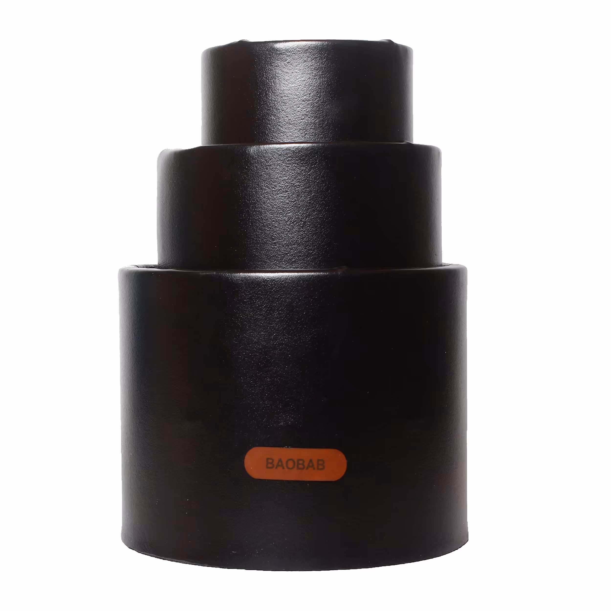 باکس چرم استوانه ای 3 تایی کد 201 رنگ مشکی