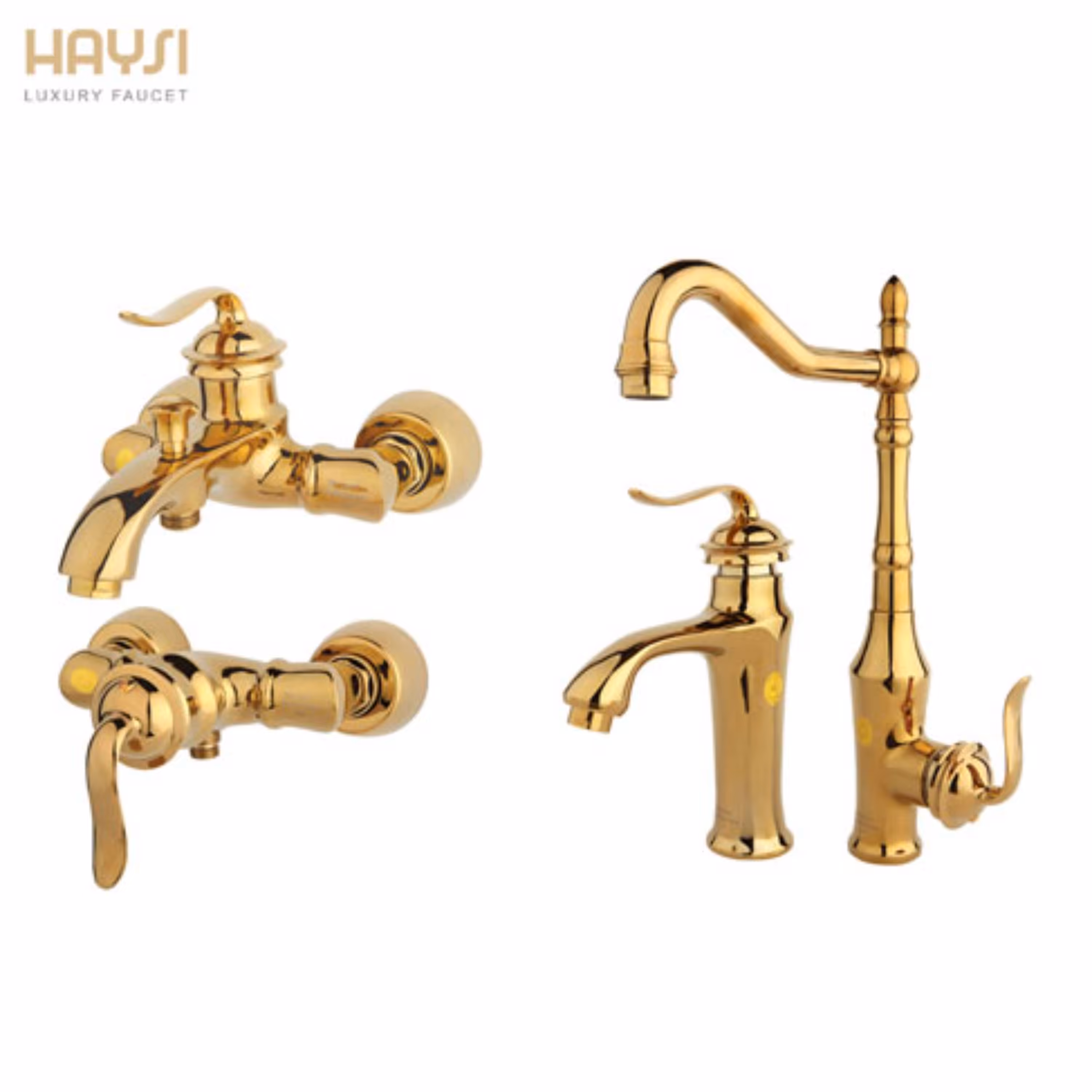 ست 4 تکه شیرآلات مدل مارلین رنگ طلایی