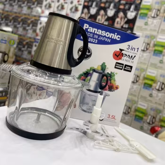 خردکن برقی پاناسونیک  اصلی حک شده   3.5لیتری، کاسه پیرکس، چهار تیغه و کفگیر و همزن  اضافه  4500وات