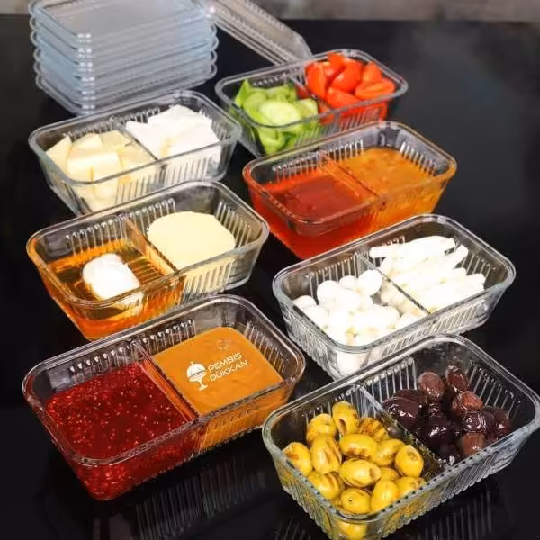 کره خوری شیشه ای  شیاردار دوخانه