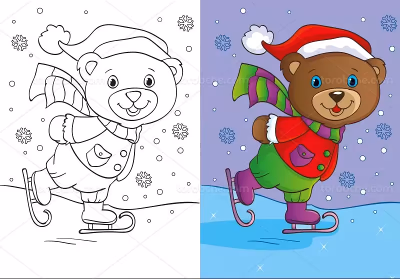 وکتور رنگ آمیزی خرس | گرافیک با طعم تربچه