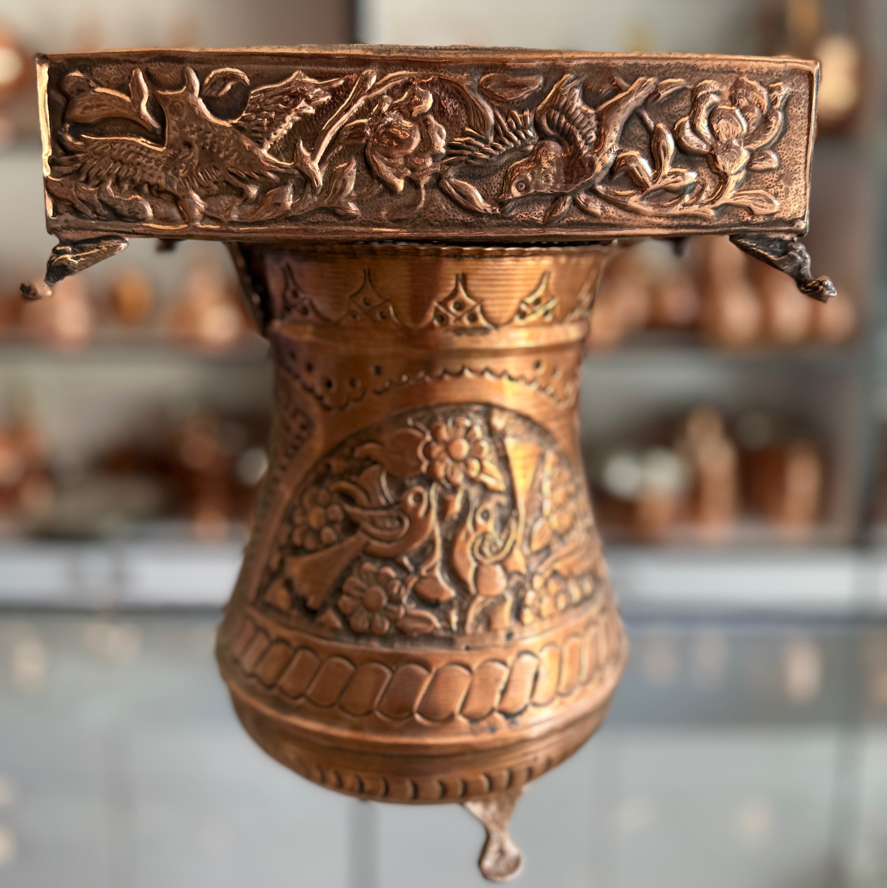 سطل و جای دستمال مسی